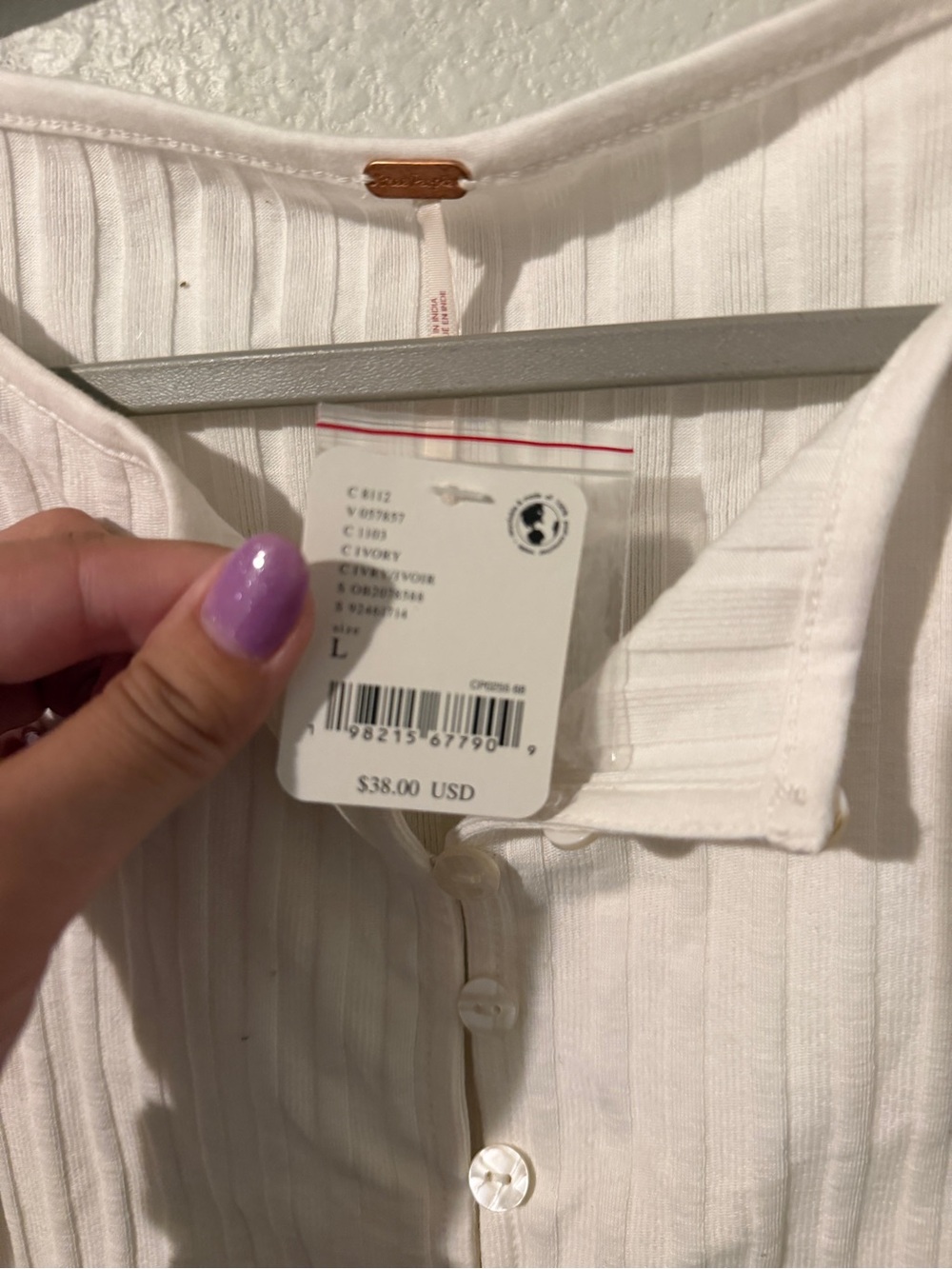 Free People Ribbed Sleeveless Button-Front Tank - White - Picture 2 of 5